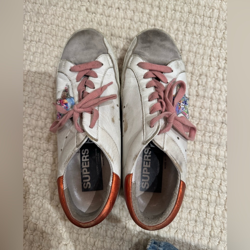 GGDB Superstar Suede-Trimmed Distressed Leather Sneakers